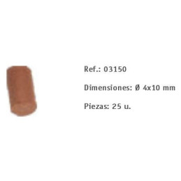 FUSTE CILINDRICO (4  x 10 mm) 25 unidades -Sin escala- Domus 03150