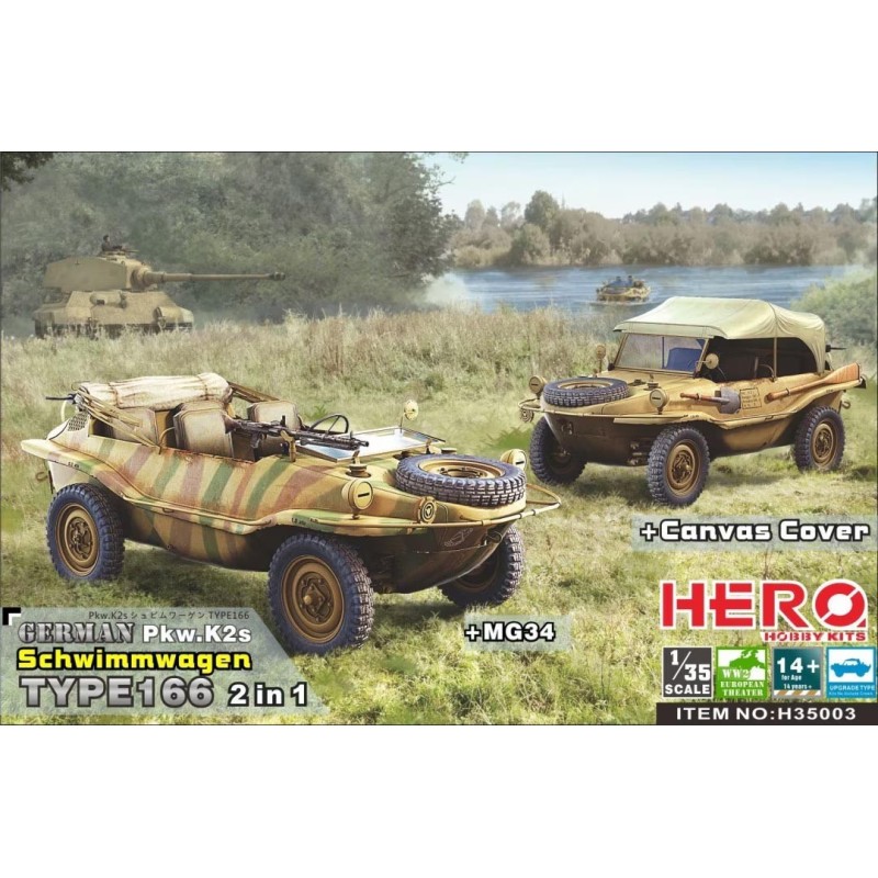 VEHICULO TODOTERRENO Pkw.K2s Type 166 Schwimmwagen -Escala 1/35- HeroHobby H35003