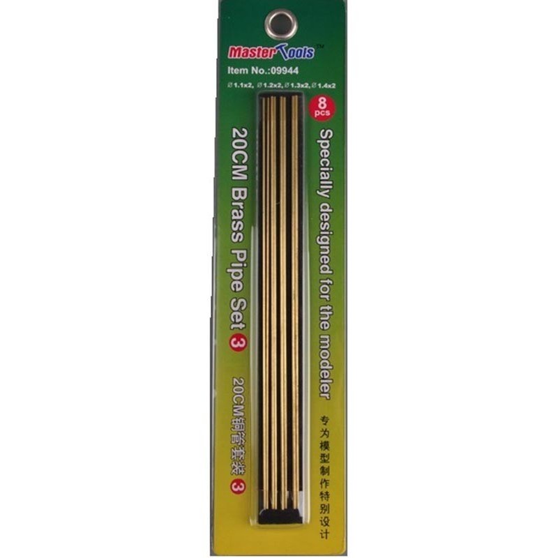 SET Nº 3 TUBO HUECO LATON 200 mm (1,1 x 2/ 1,2 x 2/ 1,3 x 2/ 1,4 x 2 mm) - Trumpeter Master Tools 09944