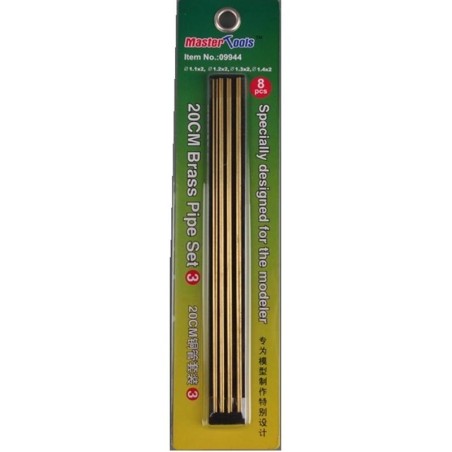 SET Nº 3 TUBO HUECO LATON 200 mm (1,1 x 2/ 1,2 x 2/ 1,3 x 2/ 1,4 x 2 mm) - Trumpeter Master Tools 09944