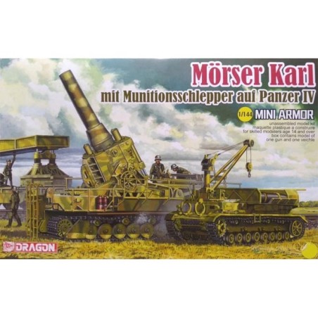 MORTERO PESADO KARL-GERAT 040/041 y VEHICULO DE AMUNICIONAMIENTO y VAGON PLATAFORMA -Escala 1/144- Dragon Models 14135