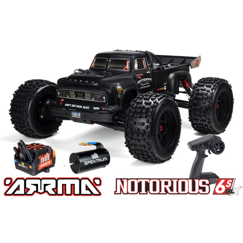 COCHE RC ARRMA Notorious V5 1/8 NEGRO Stunt Truck Brushless 6S 4WD RTR