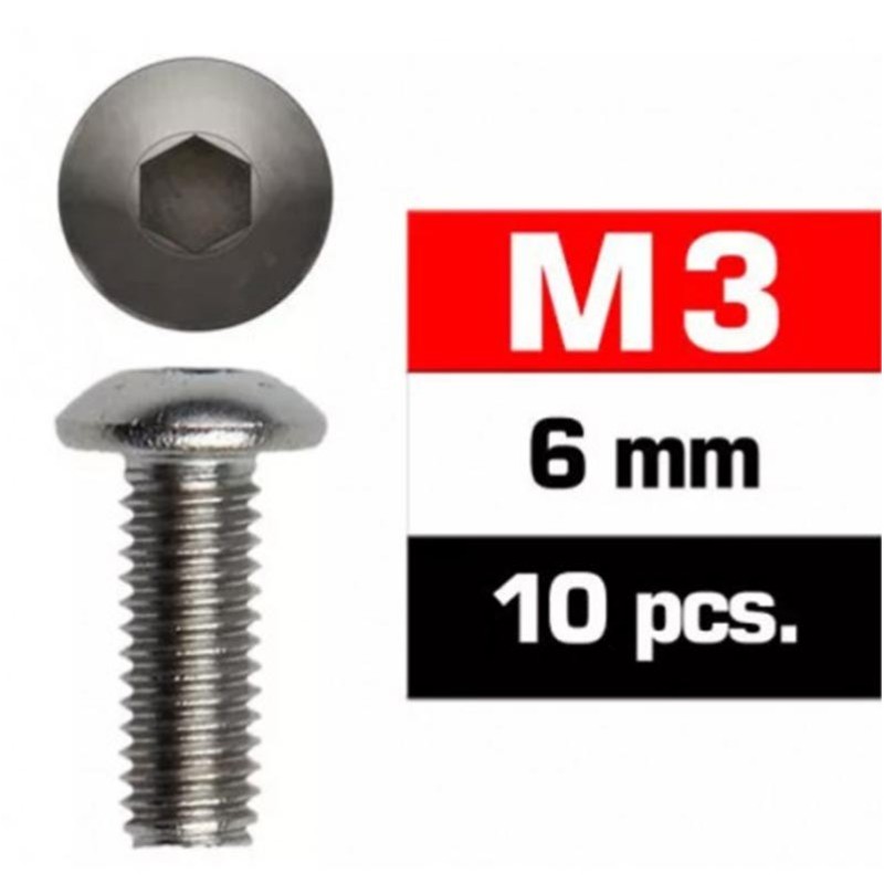 TORNILLO CABEZA SEMIESFERICA ALLEN M3 x 6 mm 10 unidades