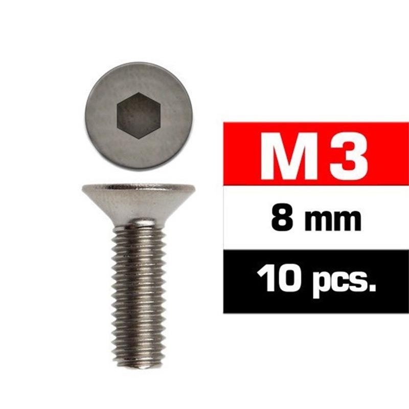 TORNILLO CABEZA AVELLANADA ALLEN M3 x 8 mm 10 unidades