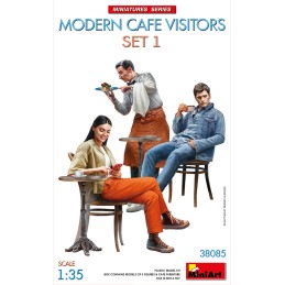 CLIENTES Y CAMARERO CAFE MODERNO Set Nº1 -Escala 1/35- Miniart 38085