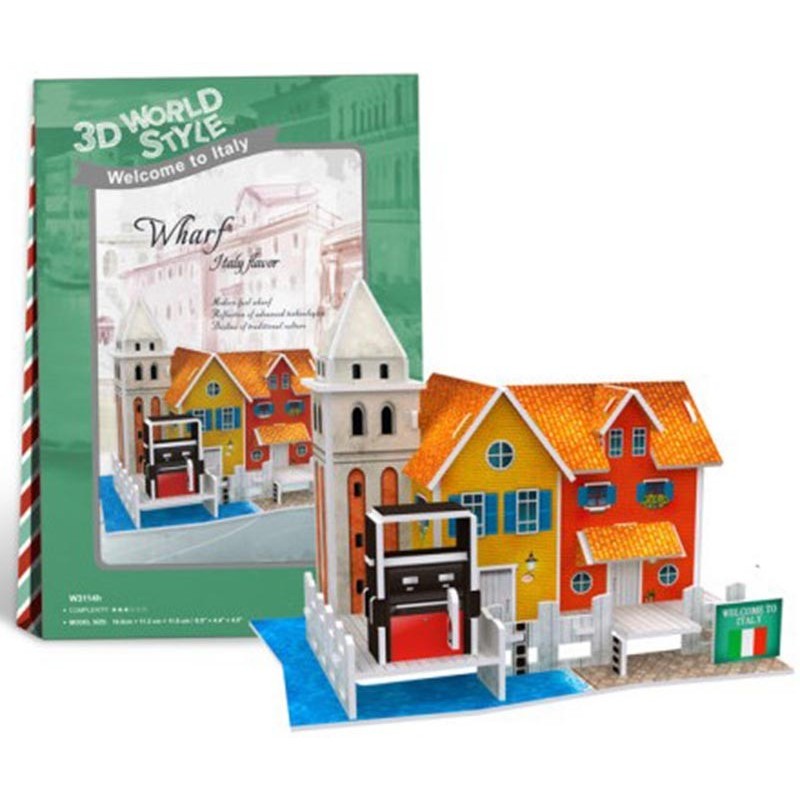 PUZZLE 3D ITALY FLAVOR MUELLE 16,5 X 11.2 X 11.6 CMS 19 PZAS CUBIC FUN W3114