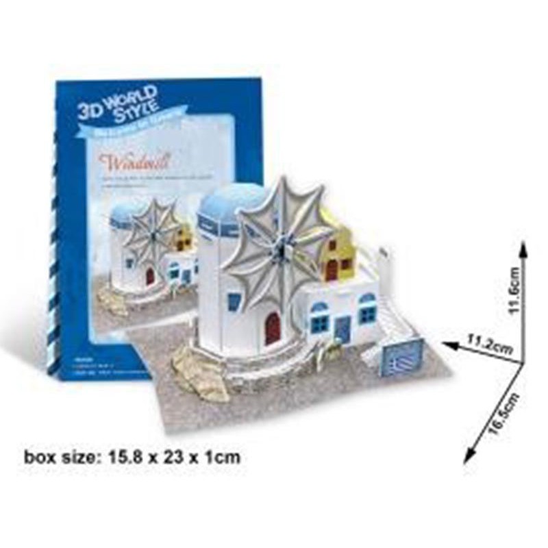 PUZZLE 3D GREEK MOLINO DE VIENTO 165 x 112 x 116 mm 31 pzs. CUBIC FUN W3165