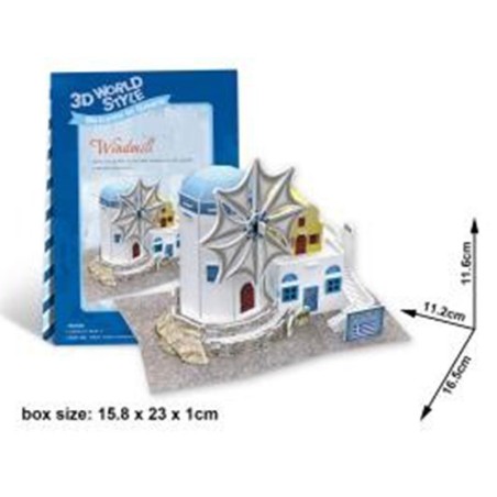 PUZZLE 3D GREEK MOLINO DE VIENTO 165 x 112 x 116 mm 31 pzs. CUBIC FUN W3165