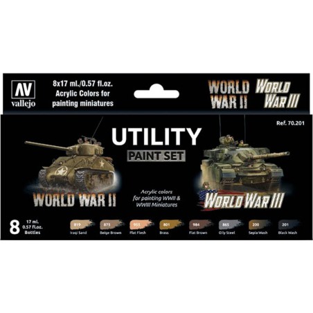 MODEL COLOR SET : UTILITY PAINT SET (8 BOTES DE 17 ml) VALLEJO 70201