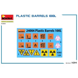 SET BIDONES PLASTICO 100 l -Escala 1/24- Miniart 24004