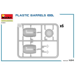 SET BIDONES PLASTICO 100 l -Escala 1/24- Miniart 24004