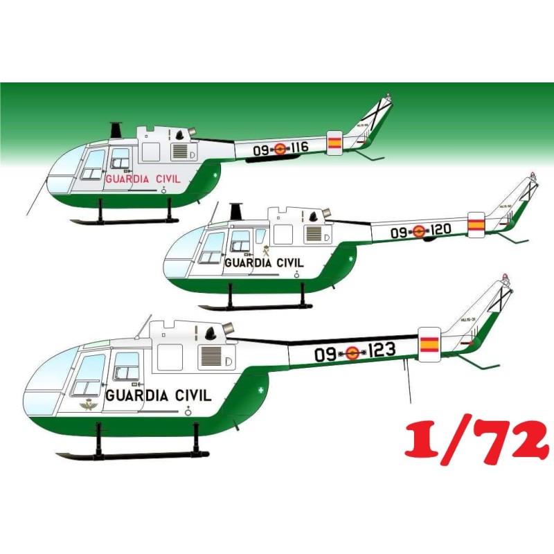 CALCAS MBB BO-105 Bolkow GUARDIA CIVIL -Escala 1/72- Series Españolas 3672