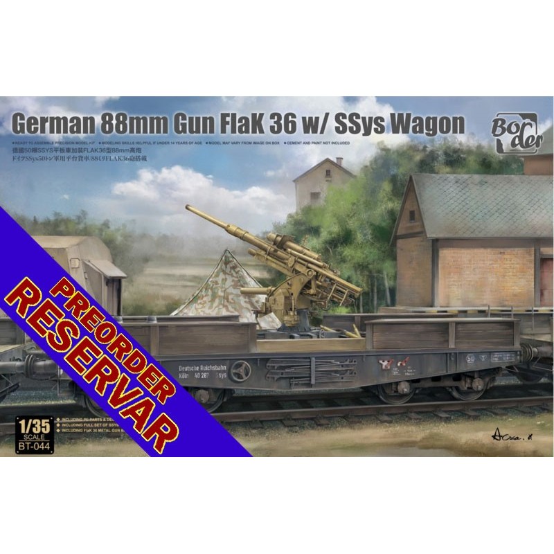 VAGON PLATAFORMA SSys & CAÑON FLAK-36 (88 mm) -Escala 1/35- Border Model BT-044