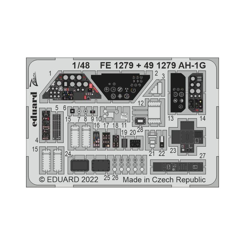 FOTOGRABADO PANELES INSTRUMENTOS AH-1G -Escala 1/48- Eduard FE1279