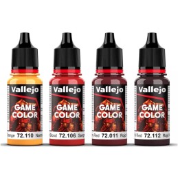 SET PINTURA ACRILICA ROJOS GAME COLOR 4 x 18 ml - Acrilicos Vallejo 72377