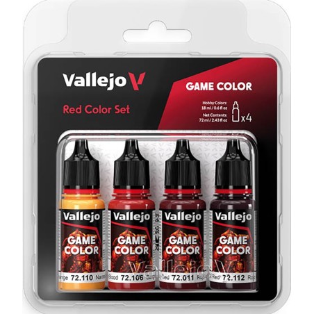 SET PINTURA ACRILICA ROJOS GAME COLOR 4 x 18 ml - Acrilicos Vallejo 72377