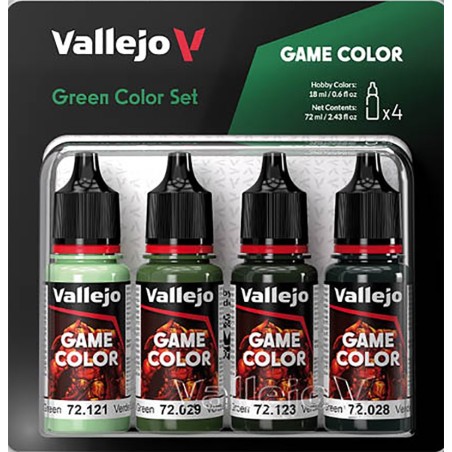 SET PINTURA ACRILICA VERDES GAME COLOR 4 x 18 ml - Acrilicos Vallejo 72384