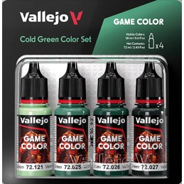 SET PINTURA ACRILICA VERDE FRIO GAME COLOR 4 x 18 ml - Acrilicos Vallejo 72383