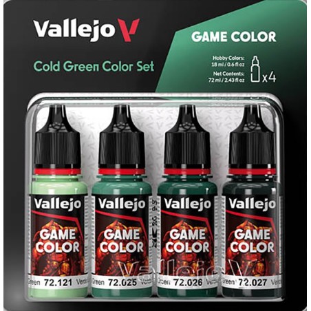 SET PINTURA ACRILICA VERDE FRIO GAME COLOR 4 x 18 ml - Acrilicos Vallejo 72383