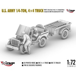 JEEP WILLYS & REMOLQUE -Escala 1/72 - Mirage Hobby 720012