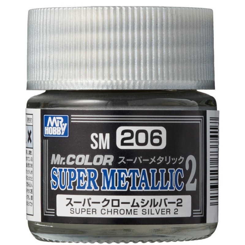 PINTURA ACRILICA SUPER METALLIC 2 -Super Chrome Silver 10 ml - Mr. Hobby SM206