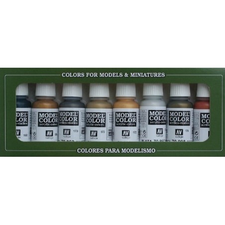 SET 8 PINTURAS ACRILICAS COLORES METALICOS (17 ml) MODEL COLOR - ACRYLICOS VALLEJO 70118