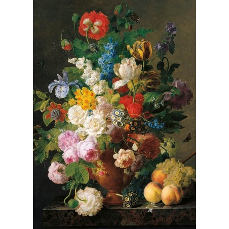 PUZZLE 1000 Pzas. VASE DE FLEURS, RAISINS ET PECHES, JAN FRANS VAN DAEL 