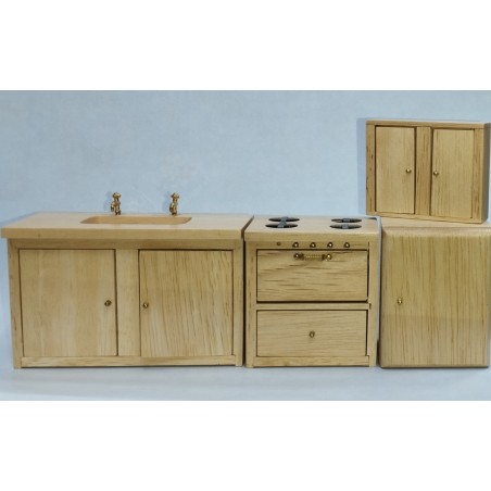 CONJUNTO COCINA MADERA (4 piezas) -Escala 1/12