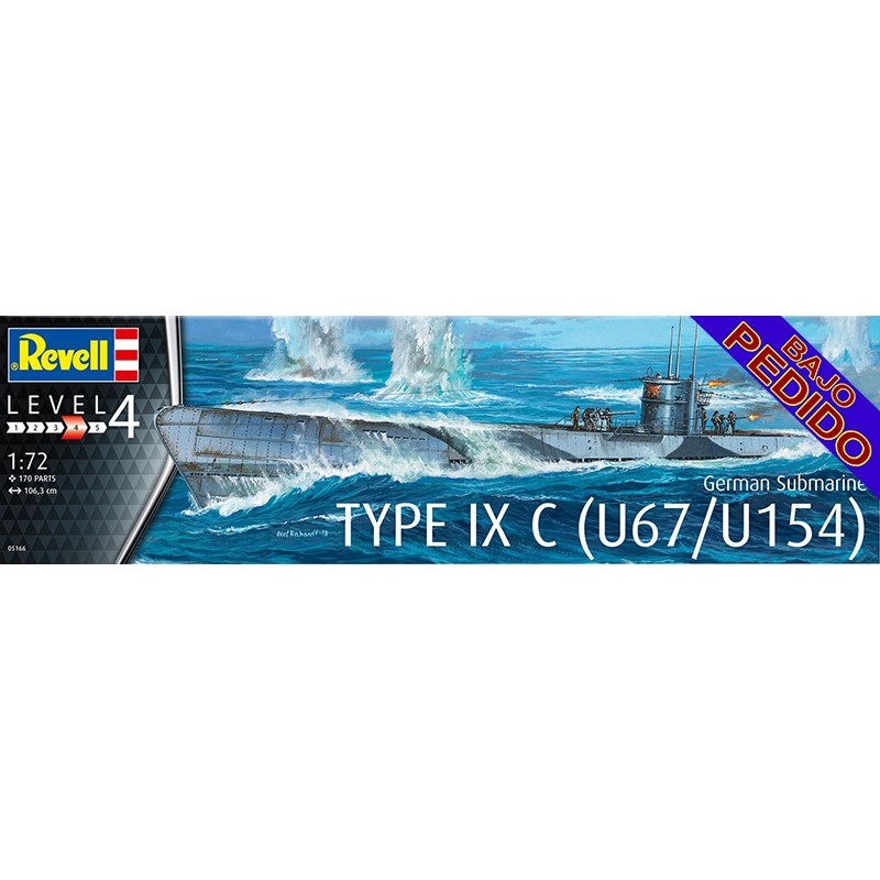 SUBMARINO U-Boot Type IX C Early Turret -Escala 1/72- Revell 05166