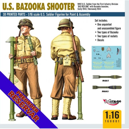 SOLDADO U.S. ARMY & BAZOOKA -Escala 1/16- Mirage Hobby 16001