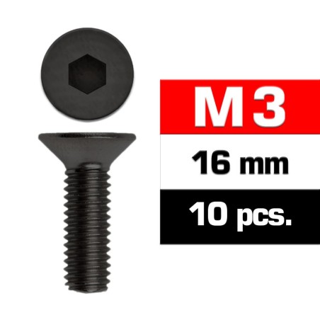 TORNILLO CABEZA AVELLANADA M3x16mm 10 uni