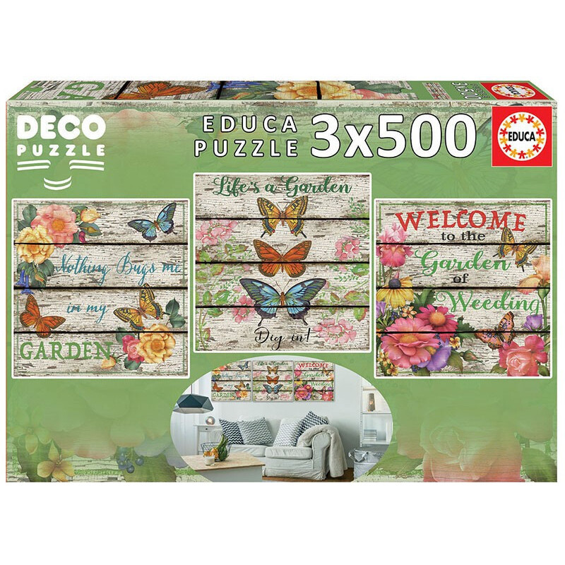 PUZZLE 3 X 500 Pzas COUNTRY GARDEN DECO - Educa 17965