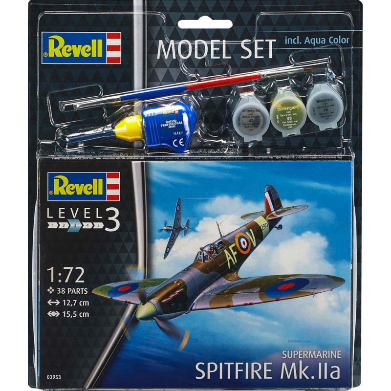 SUPERMARINE SPITFIRE MK-IIa (Pegamento & pinturas) -Escala 1/72- Revell 63953