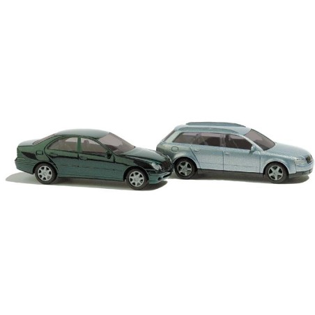 SET DOS TURISMOS ( MERCEDES  C Y AUDI A4 AVANT) ESCALA N - BUSCH 8346