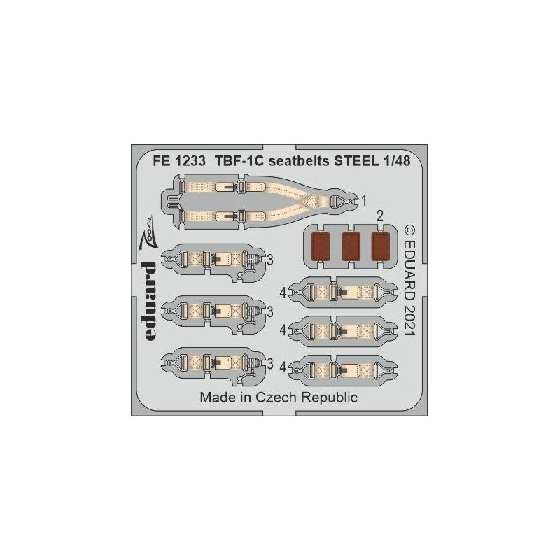 FOTOGRABADO CINTURONES DE SEGURIDAD TBF-1C -Escla 1/48- Eduard FE1233