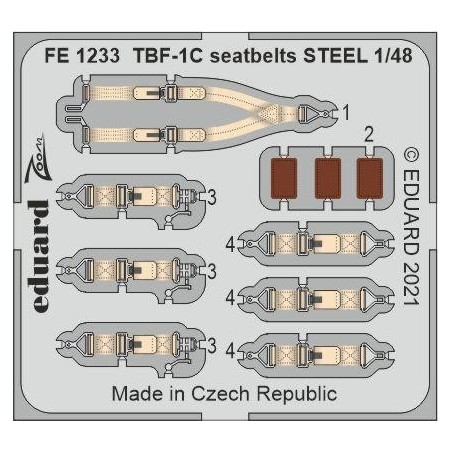 FOTOGRABADO CINTURONES DE SEGURIDAD TBF-1C -Escla 1/48- Eduard FE1233