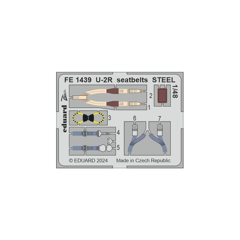 FOTOGRABADO CINTURONES DE SEGURIDAD U-2 R -Escala 1/48- Eduard FE1439