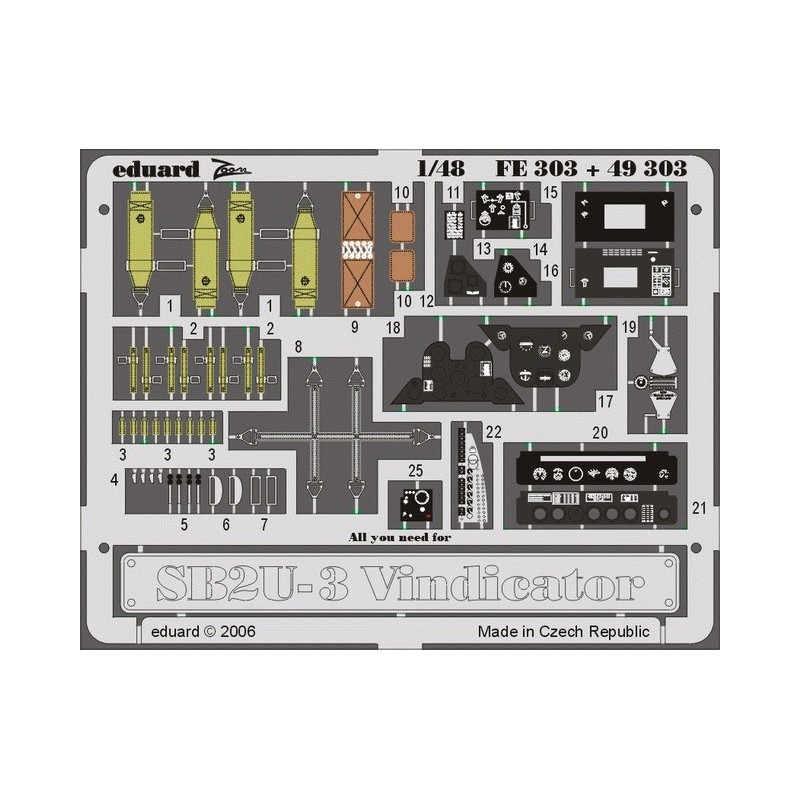 FOTOGRABADO SB2U-3 VINDICATOR -Escala 1/48- Eduard FE303