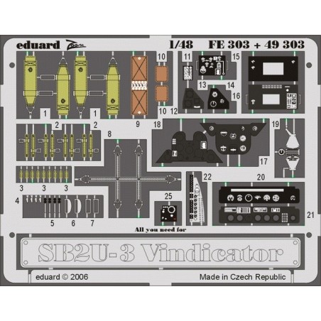 FOTOGRABADO SB2U-3 VINDICATOR -Escala 1/48- Eduard FE303