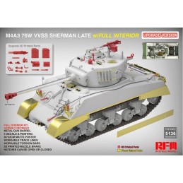 CARRO DE COMBATE M-4 A3 76W VVSS SHERMAN (Late) Interiores Avanzado -Escala 1/35- Rye Field Model RM5136