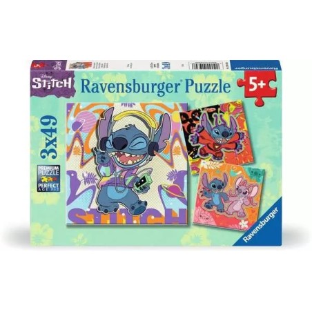 PUZZLES 3X49 PIEZAS STITCH JUEGA TODO EL DIA -  RAVENSBURGER 12001070