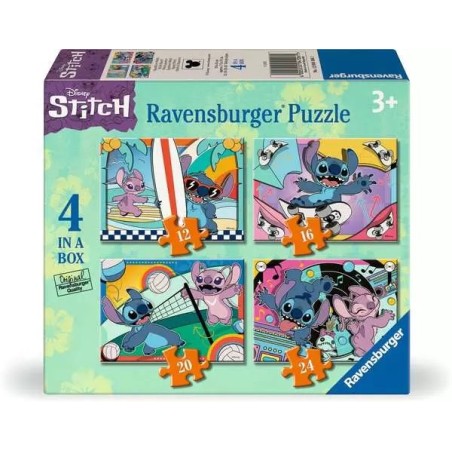 PUZZLES 4 VARIADOS 12-16-20-24 PIEZAS STITCH EL DEPORTIVO -  RAVENSBURGER 12004106