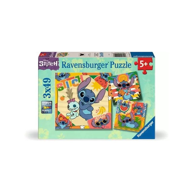 PUZZLES 3X49 PIEZAS STITCH ALOHA -  RAVENSBURGER 12004114