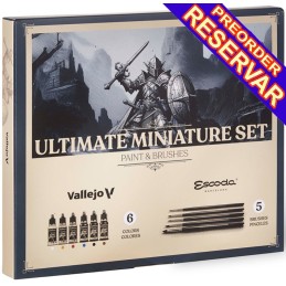 Ultimate Miniature Set Paint & Brushes (6 botes 18 ml / 5 pinceles ESCODA) - Acrylicos Vallejo 72206