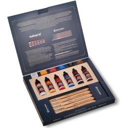 Ultimate Miniature Set Paint & Brushes (6 botes 18 ml / 5 pinceles ESCODA) - Acrylicos Vallejo 72206