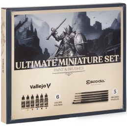 Ultimate Miniature Set Paint & Brushes (6 botes 18 ml / 5 pinceles ESCODA) - Acrylicos Vallejo 72206