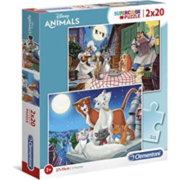 PUZZLE 2 x 20 pzas LOS ARISTOGATOS & LA DAMA Y EL VAGABUNDO -Clementoni 24764