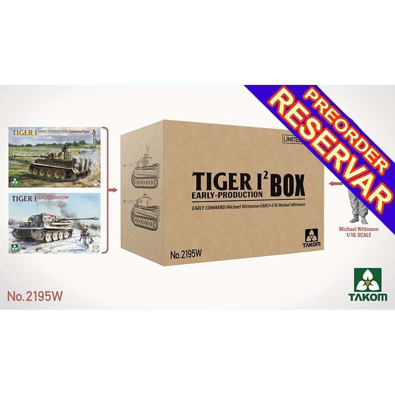 SET 2 x TIGER I (Early) -Escala 1/35- & M. Wittmann -Escala 1/16- Takom 2195W