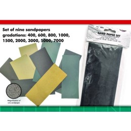 SET PAPEL DE LIJA (400, 600, 800, 1000, 1500, 2000, 3000, 5000, 7000) - Mirage Hobby 100614