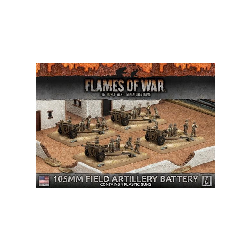 BATERIA CAÑONES 105MM FLAMES OF WAR UBX60 - ESCALA 1/100